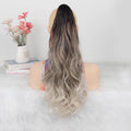 Wavy Curls Ponytail Chemical Fiber Three Color Gradient Dye Wig