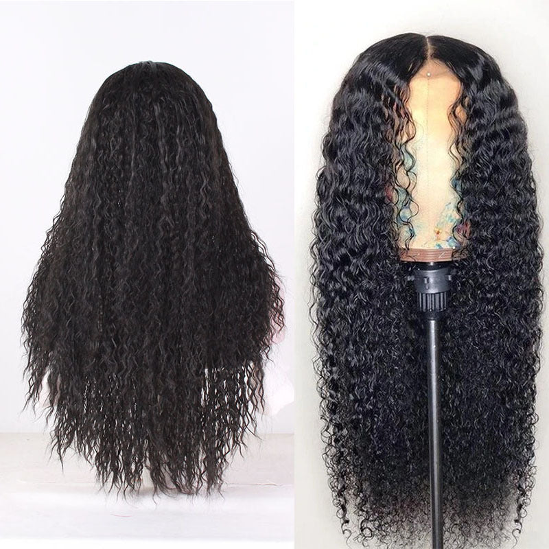 Center parted small curly hair fashion wig