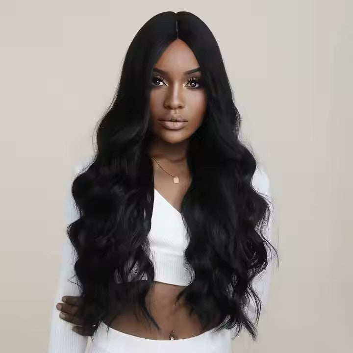 Black Lace Front Wig Black Wave Wigs Women's Middle Part Curly Wave